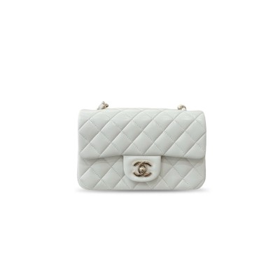 CHANEL MASTER LAMBSKIN QUILTED CRUSH FLAP LIGHT WHITE AS1116 (20*12*6cm)